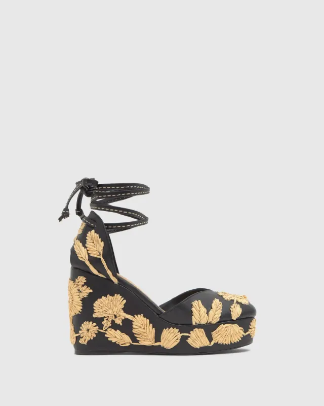 Castaner Carmela 280 espadrilles zwart leer 11 cm