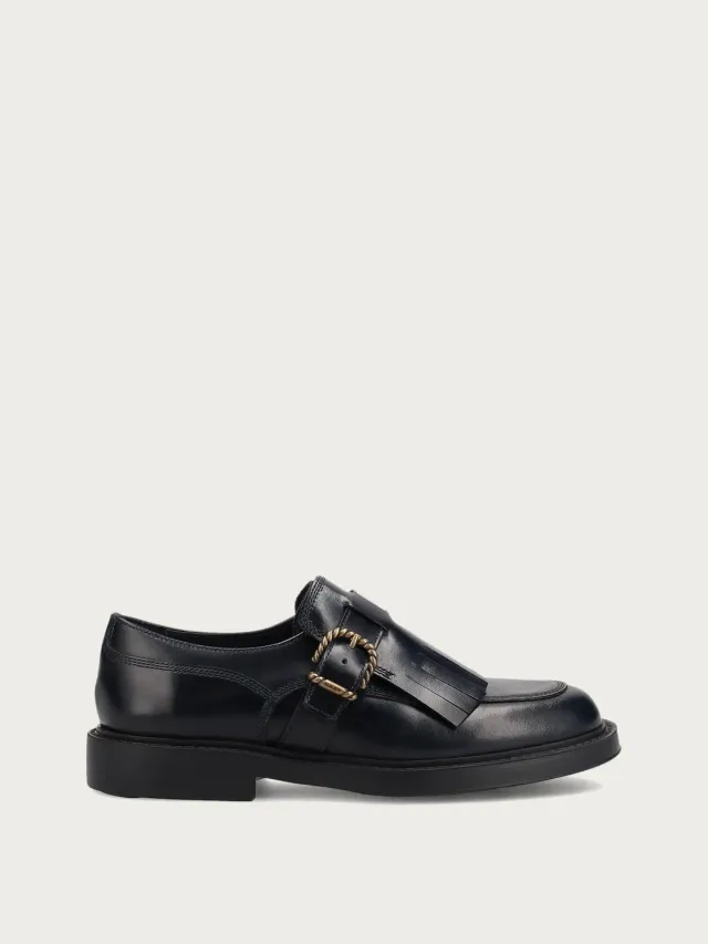 Frau Verona veterschoenen blauw leer met franje