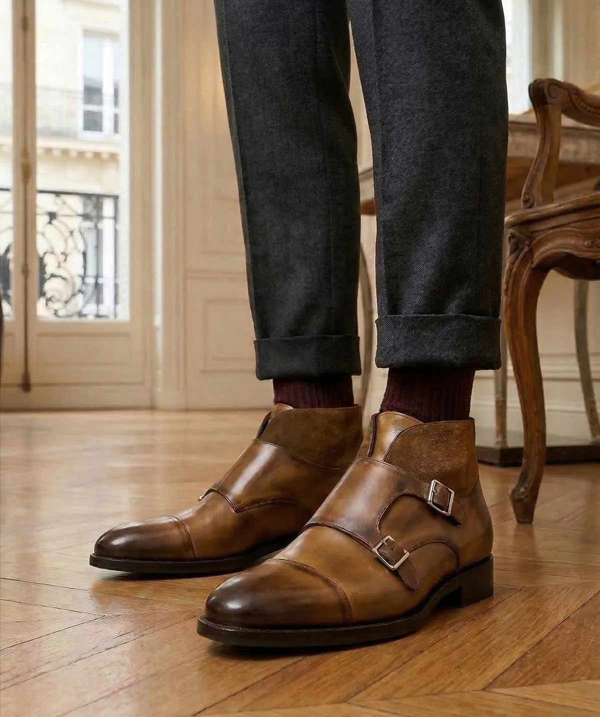 Finsbury Leonardo gespschoenen bruin double monk