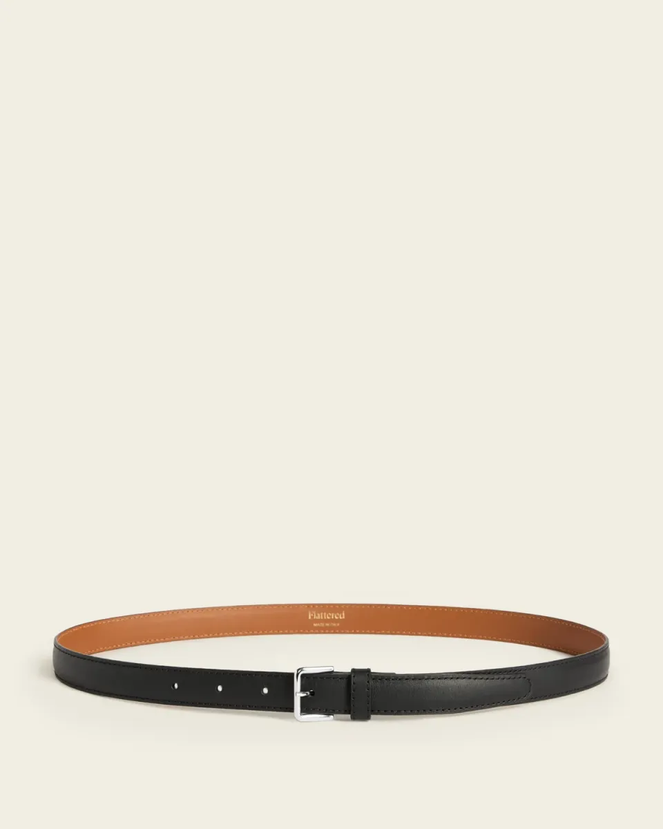 Flattered Babette riem leer zwart kalfsleer