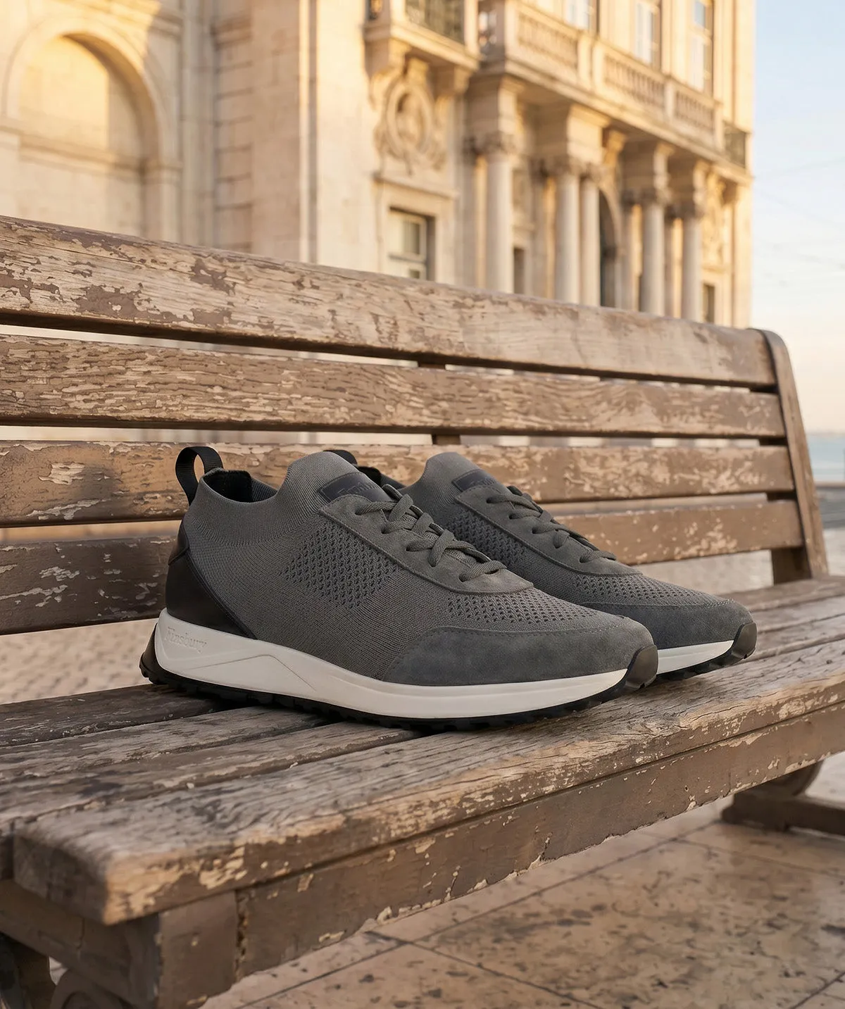 Finsbury Rico sneakers parelgrijs canvas leer