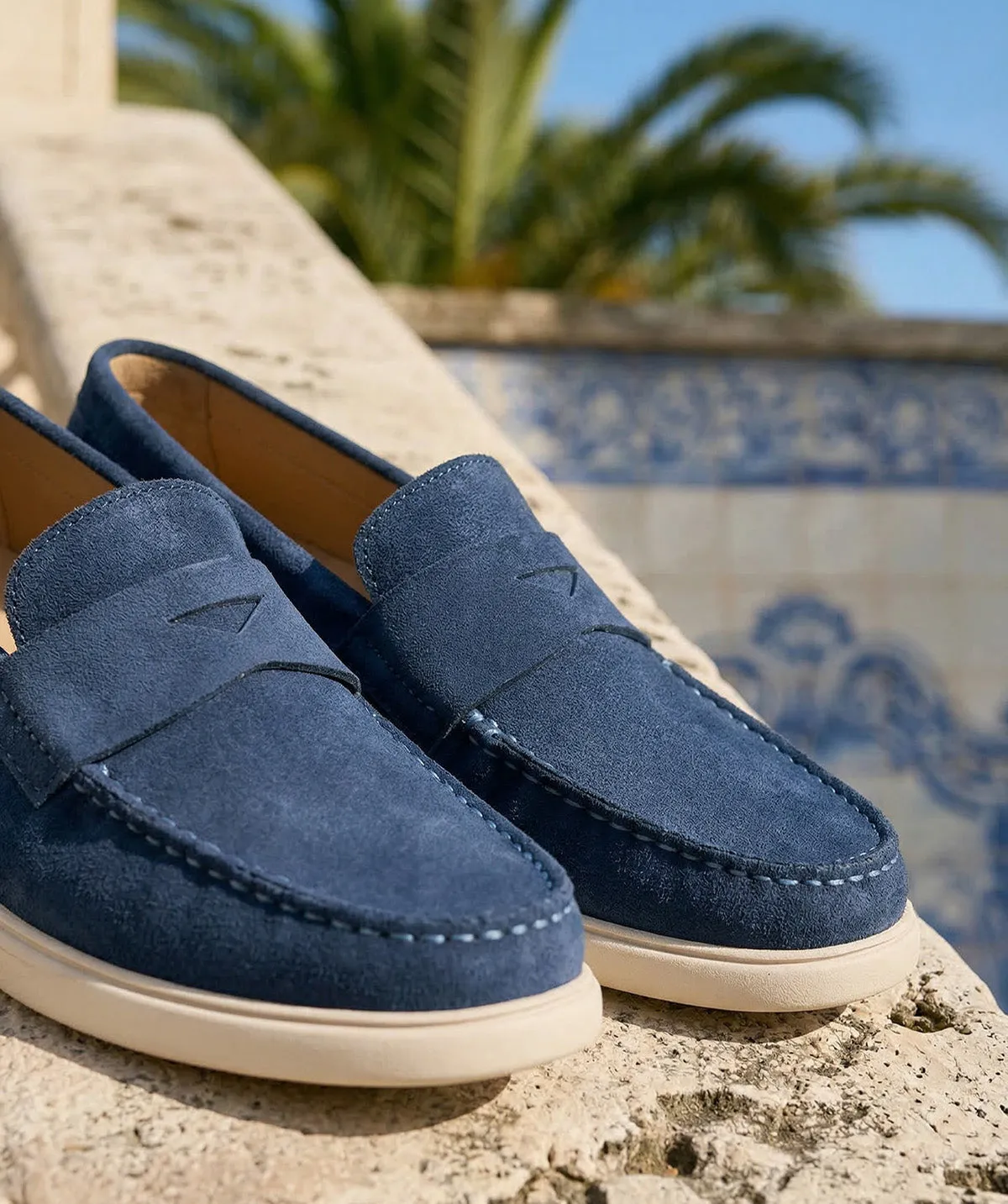 Finsbury Acapulco loafer blauw suède