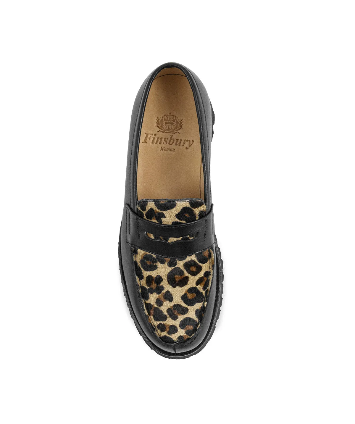 Finsbury Lilou loafers luipaard leer rubberen zool dames