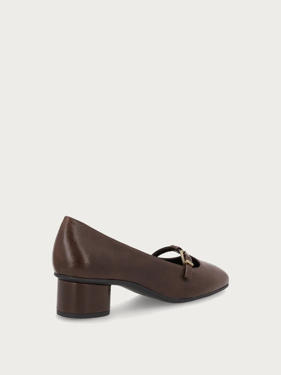 Frau Verona T-bar pumps bruin leer dames ronde hak