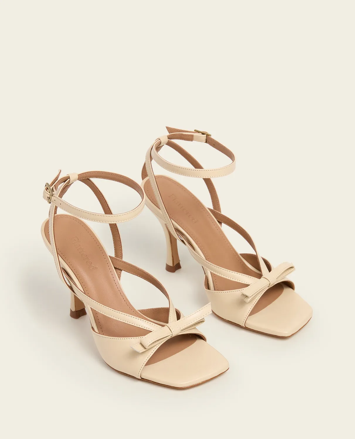 Flattered Margo sandalen crème leer 80 mm hak