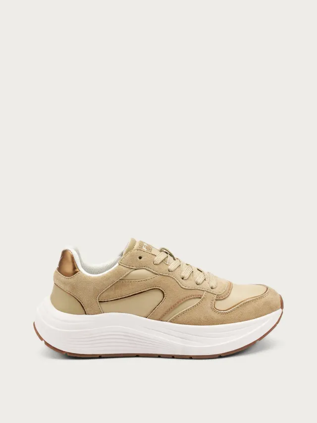 Frau Cross Hybrid sneakers zand suède dames