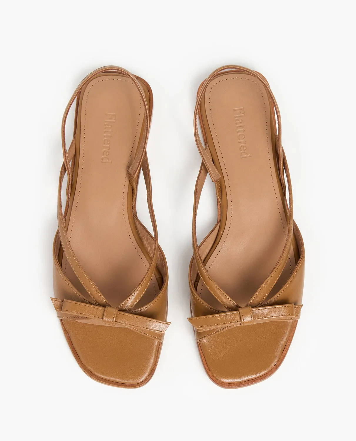 Flattered Max Leather Cognac sandalen cognac leer plat