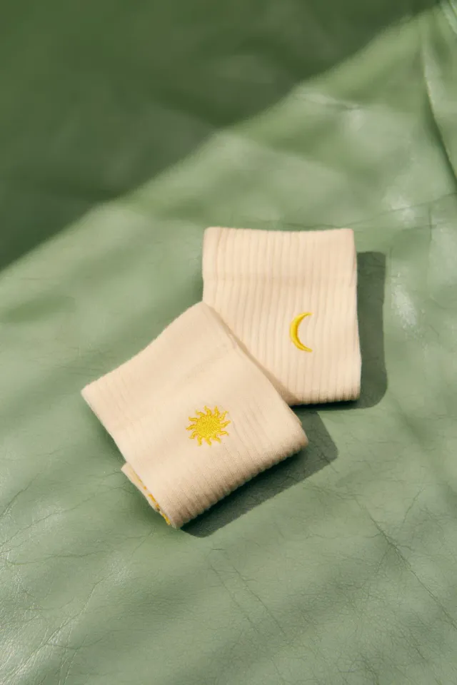 Jutelaune Sol & Luna Yellow sokken geel one size bio-katoen