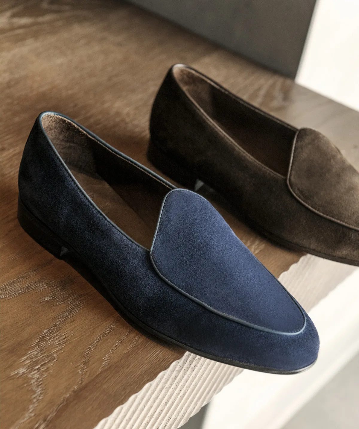 Finsbury Douglas loafers navy suède kalfsleer