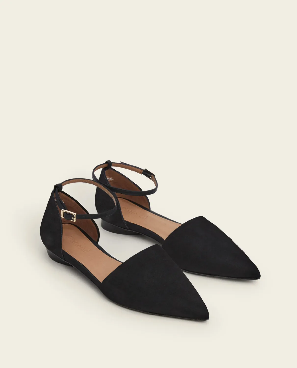 Flattered Frankie ballerina zwart suède puntneus