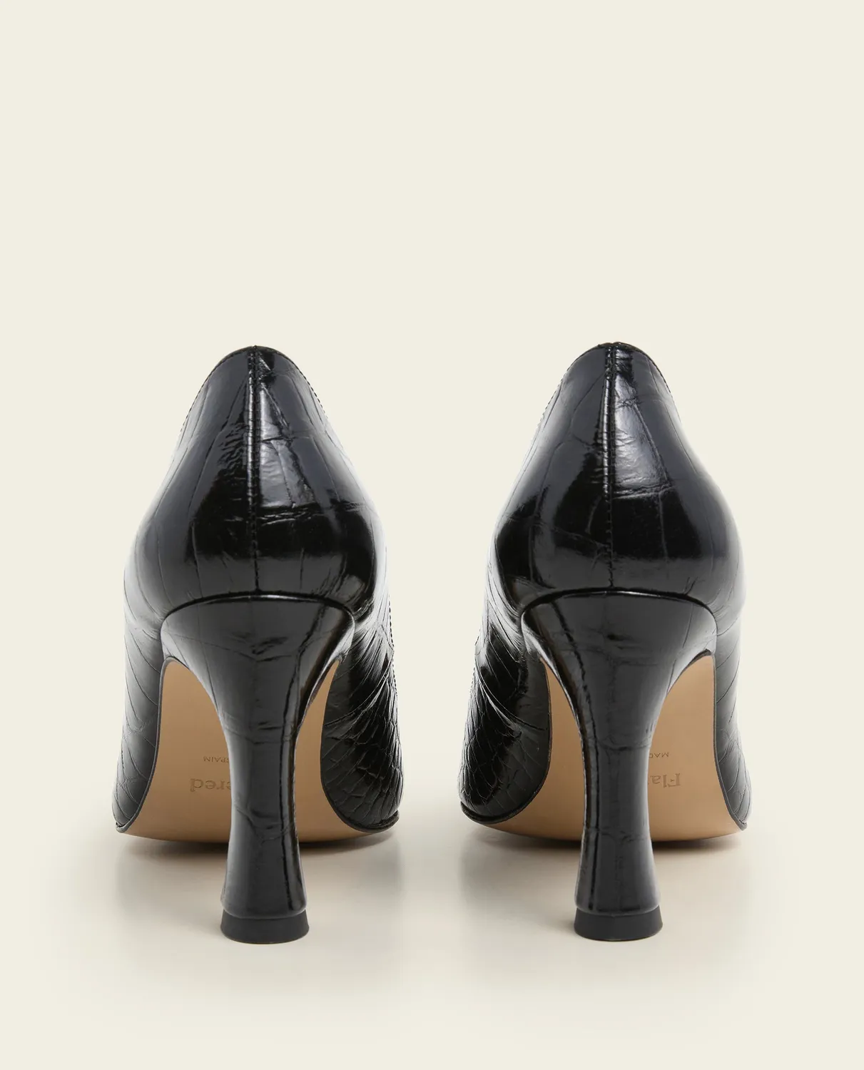 Flattered Leonie Croco Leather Black pumps zwart spitse neus