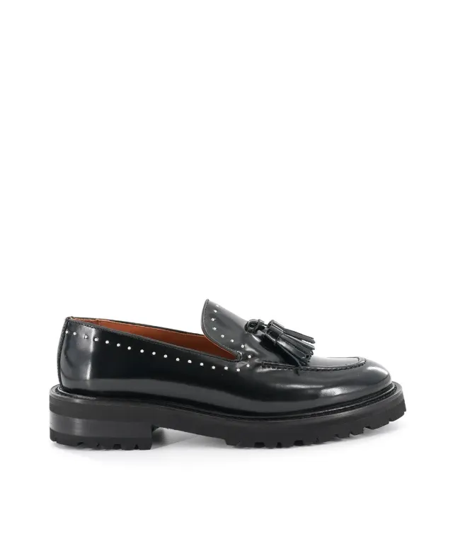 Finsbury Eglantine loafers zwart leer zilver