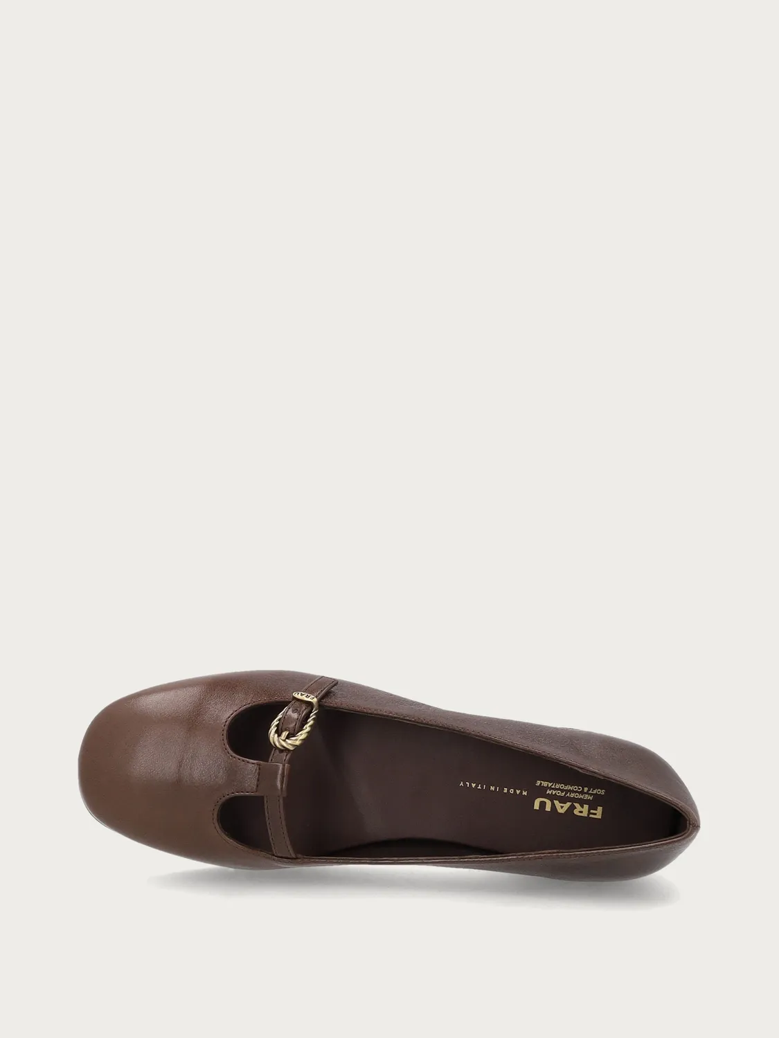 Frau Verona T-bar pumps bruin leer dames ronde hak