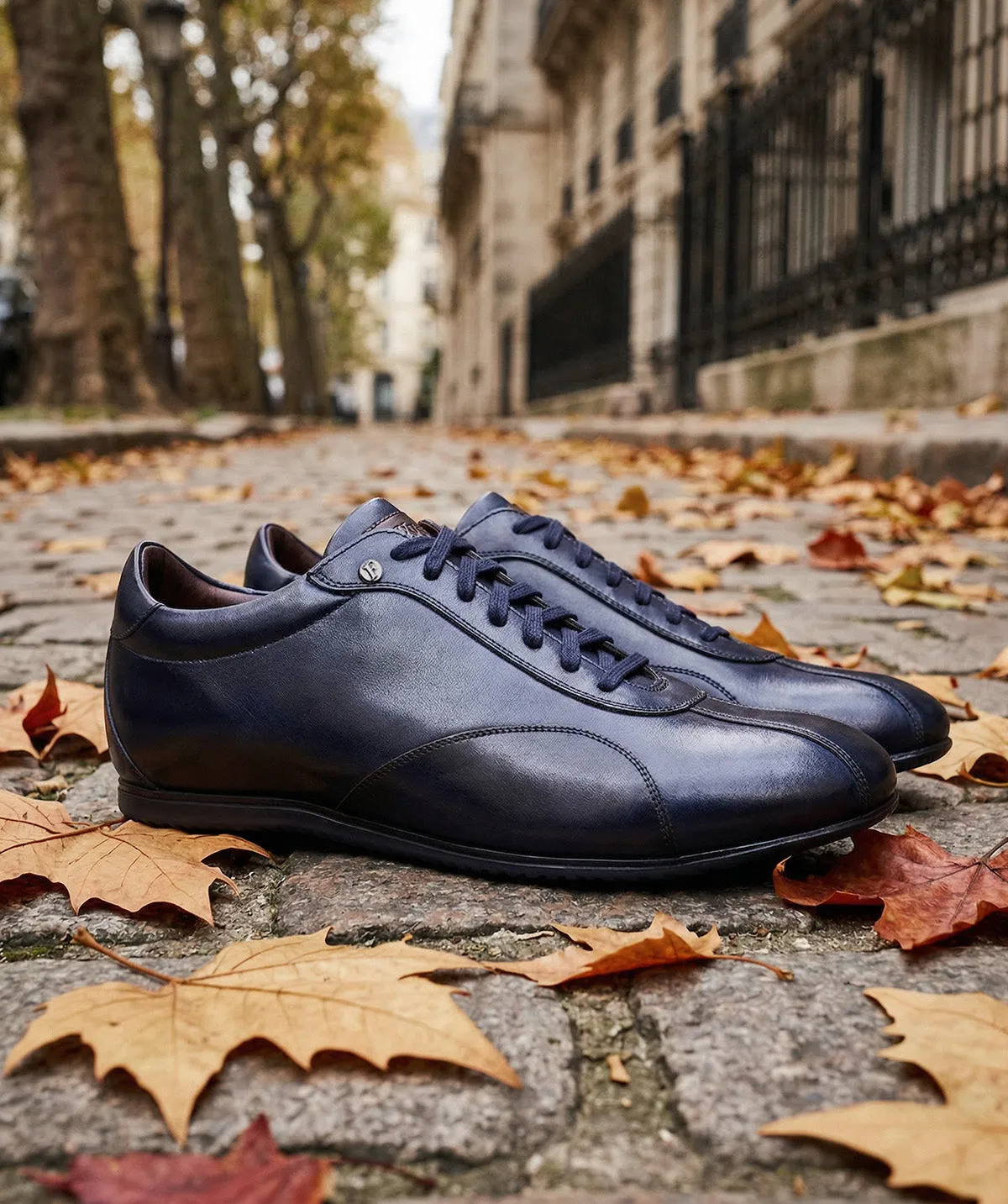 Finsbury Copan sneakers blauw patiné leer