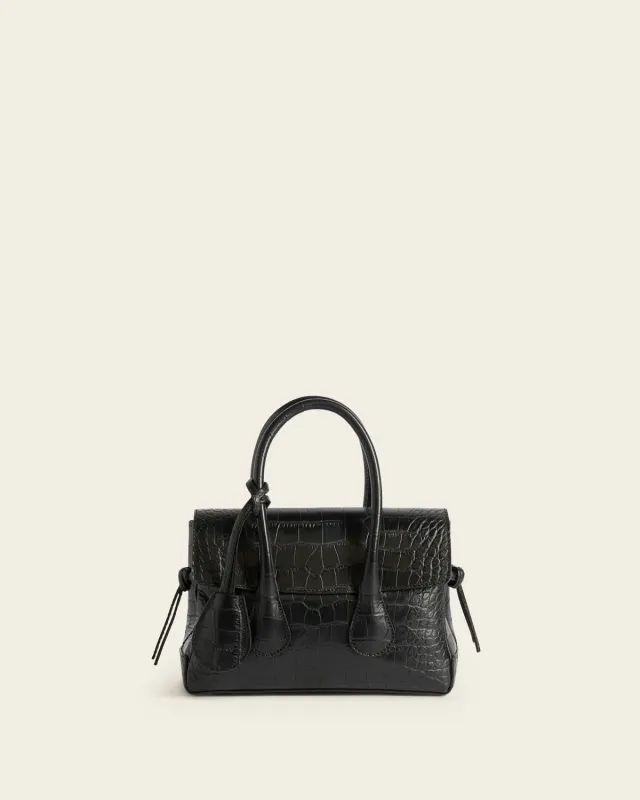 Flattered Lydia Mini tas zwart croco leer