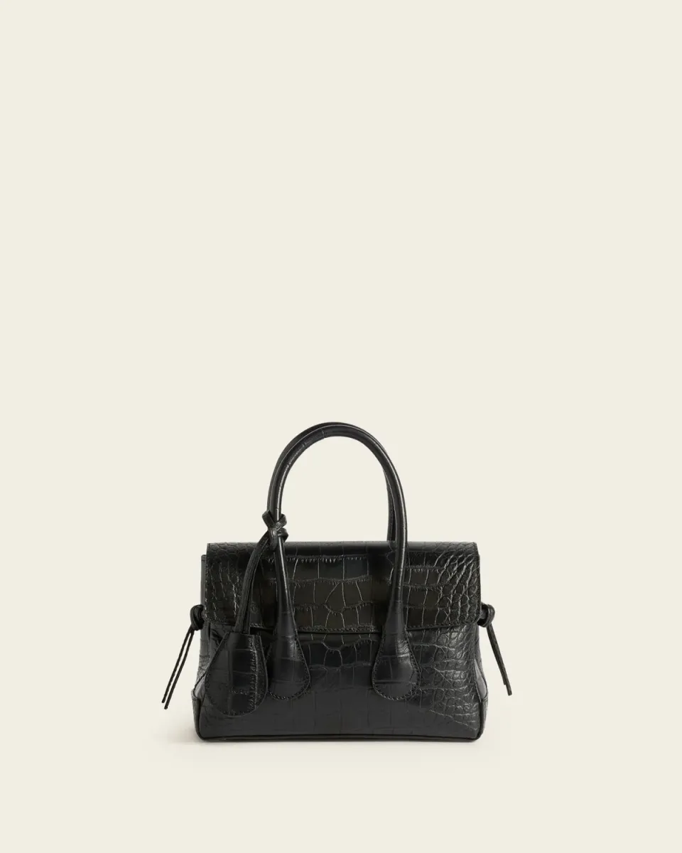 Flattered Lydia Mini tas zwart croco leer