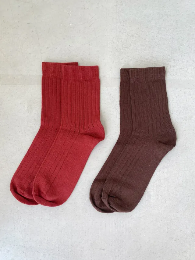 Jutelaune Canalé sokken bordeaux bruin 2-pack