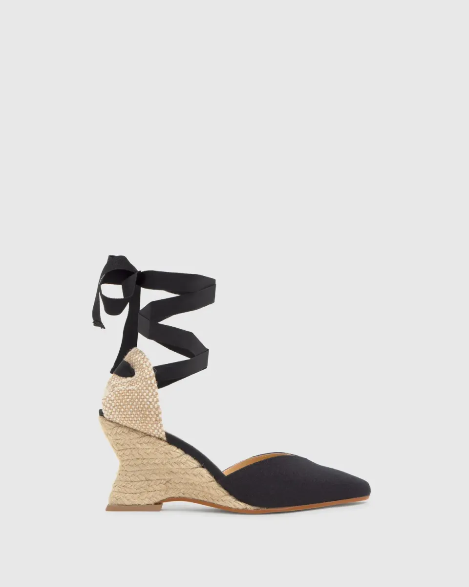 Castaner Jud JUD/300 espadrilles zwart linnen hoge hak