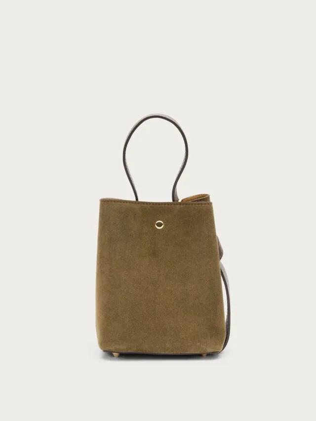 Frau bucket tas suede groen klein