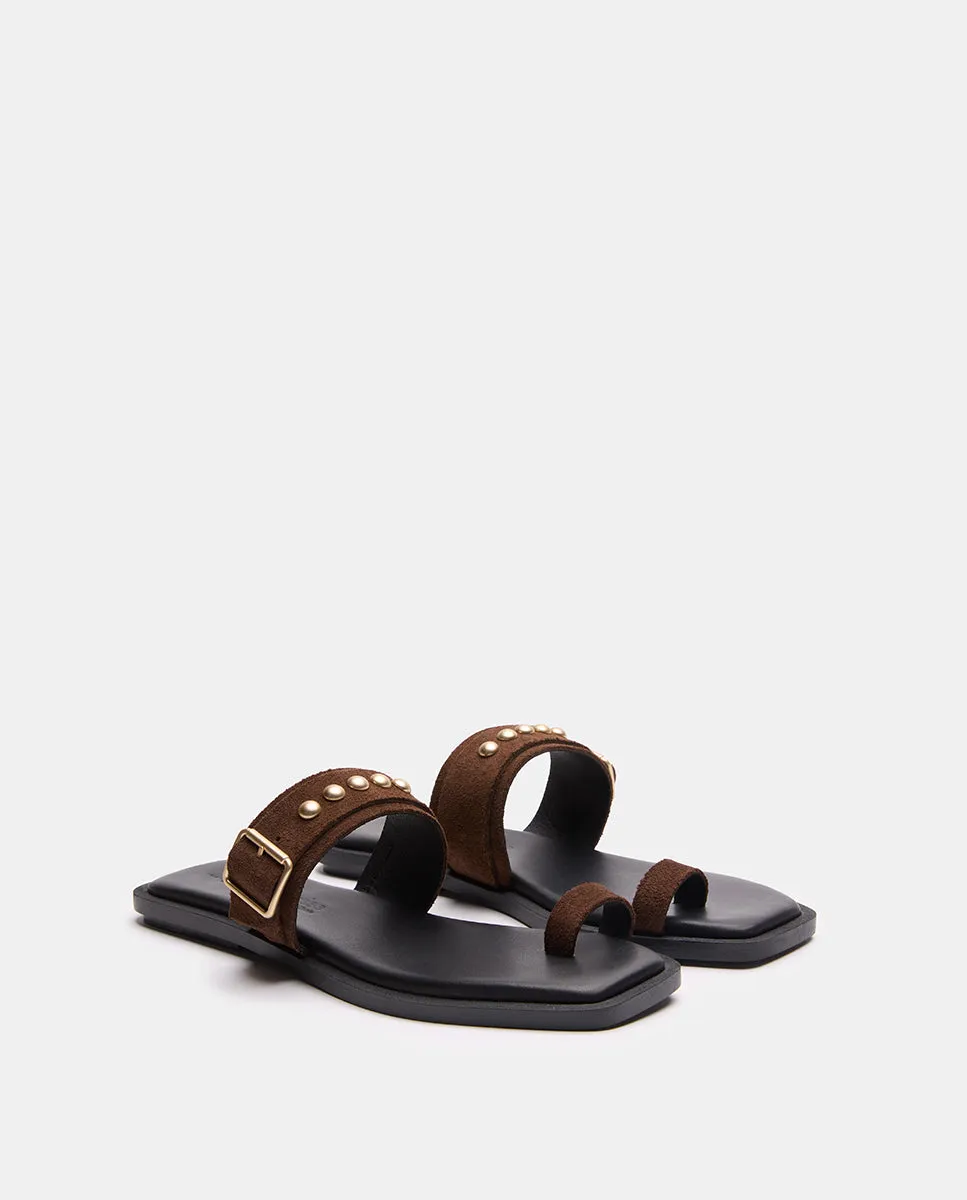Bryan Stepwise Hiba sandalen cacao leer plat