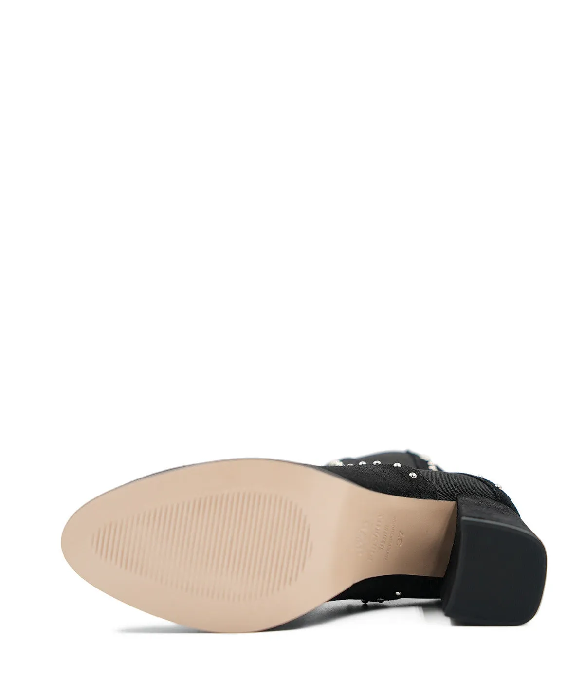 Finsbury Ines enkellaarzen zwart suede blokhak 7 cm