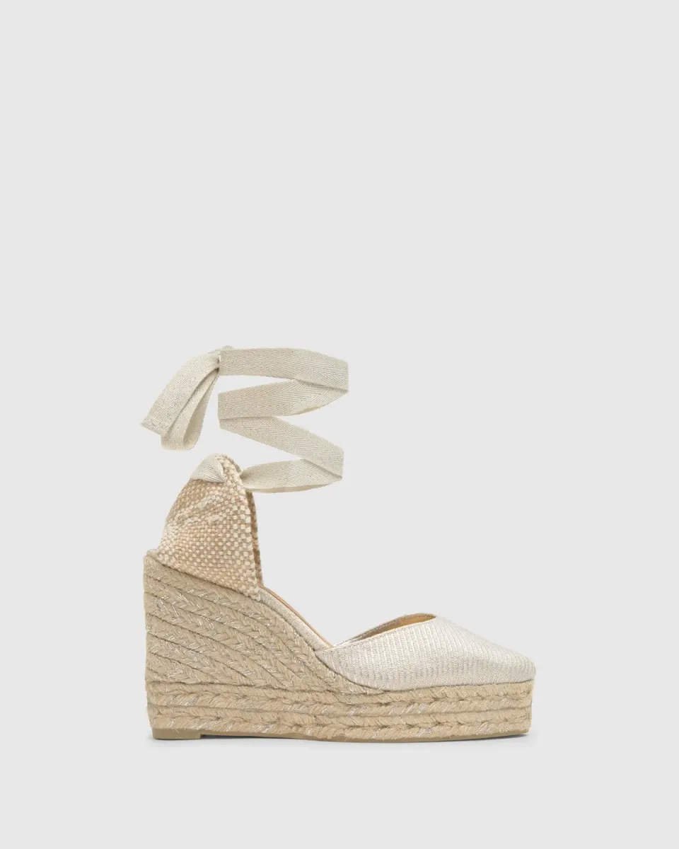 Castaner Joyce/8ED/291 espadrille zilver metallic linnen