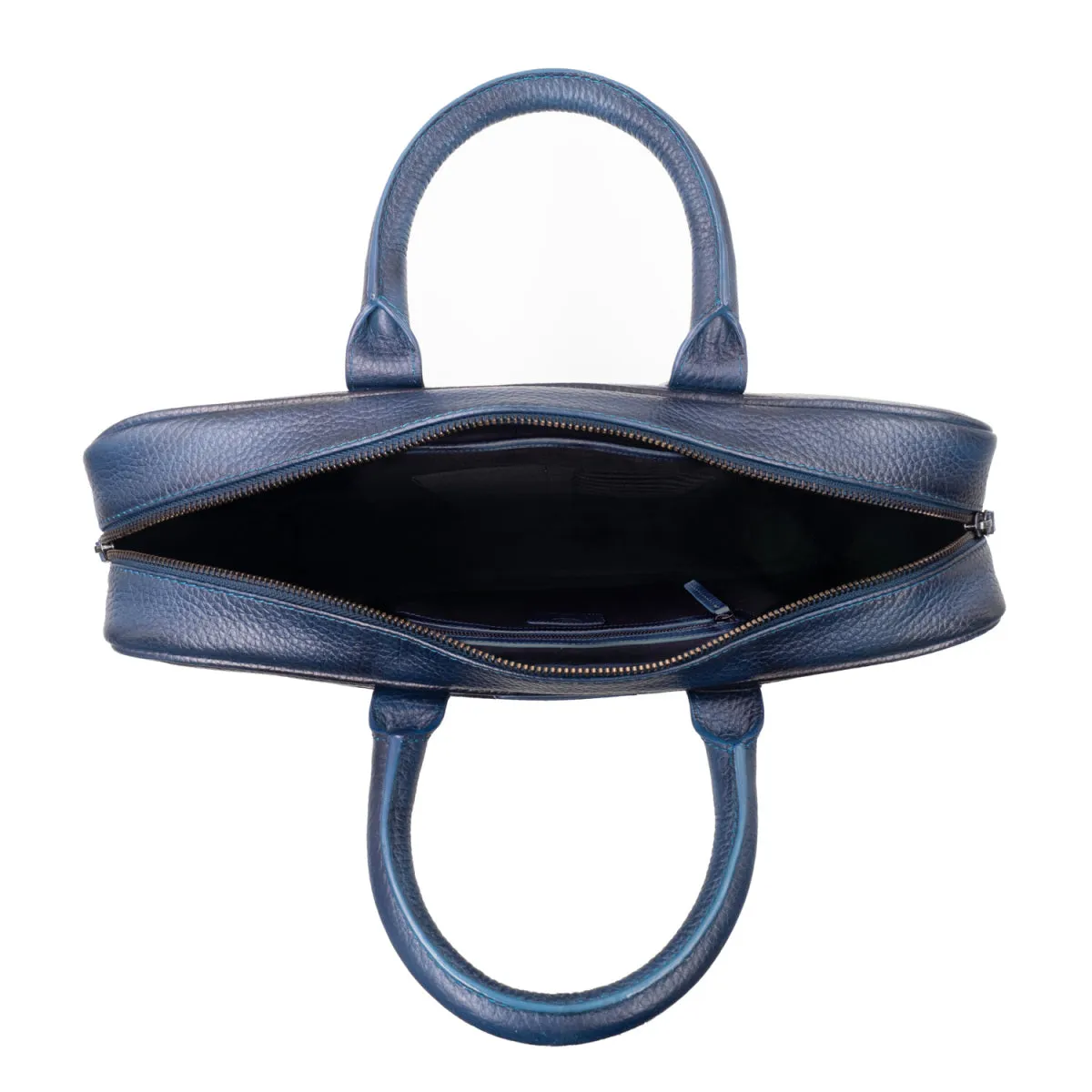 Finsbury aktetas blauw generfd leer