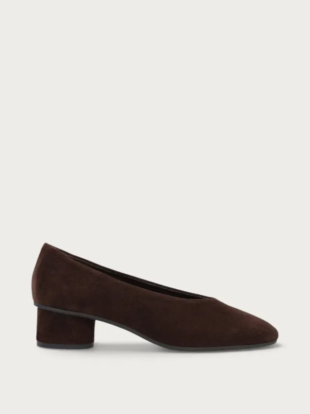 Frau Verona bruine suède pumps blokhak dames