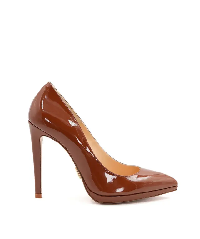 Finsbury Victoria lak pumps donkerbruin 12 cm hak