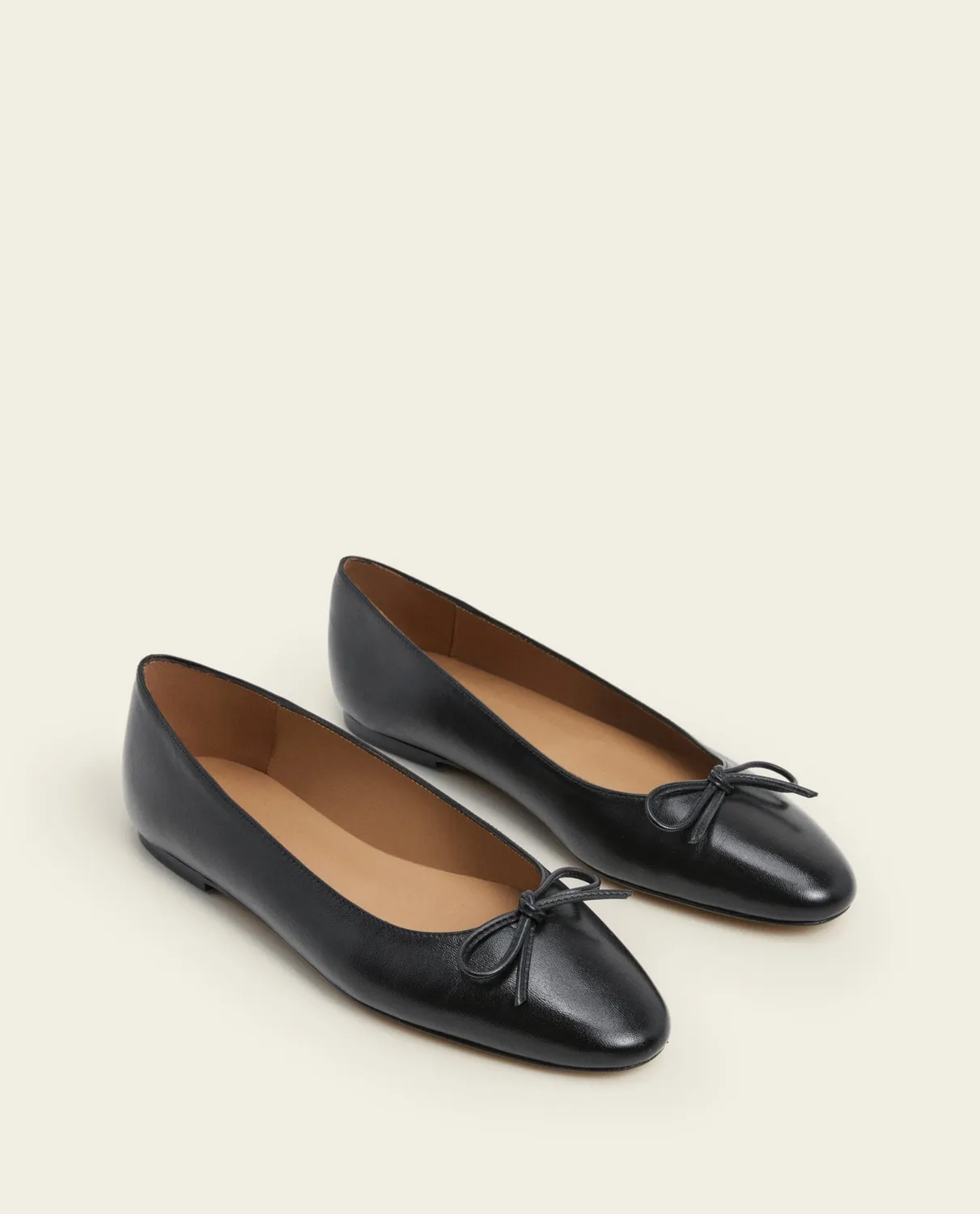 Flattered Bodil leren ballerina zwart met strik