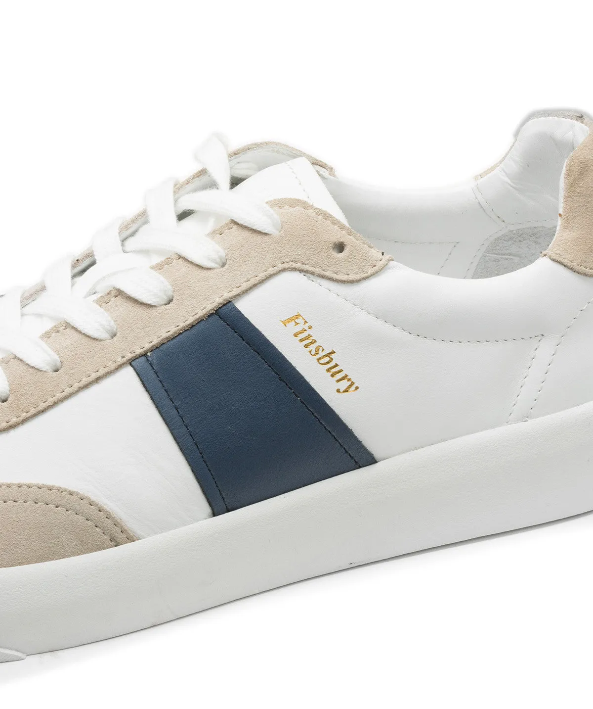 Finsbury LEO Sneakers Wit-Blauw Glad Leer