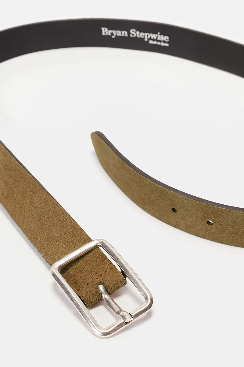 Bryan Stepwise Line riem beige suède