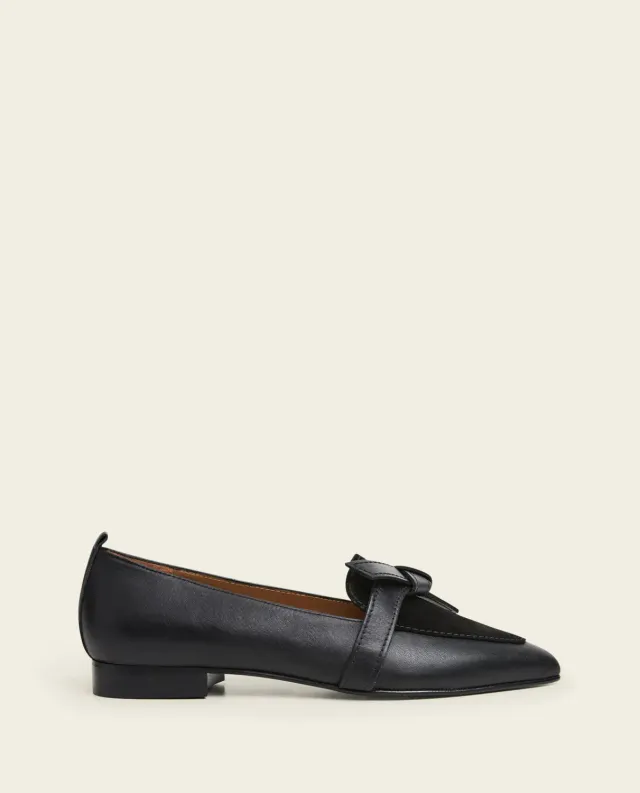 Flattered Ally loafers zwart leer met knoop