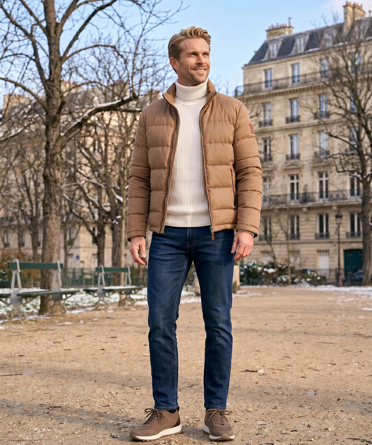 Finsbury Rico sneakers bruin canvas leer