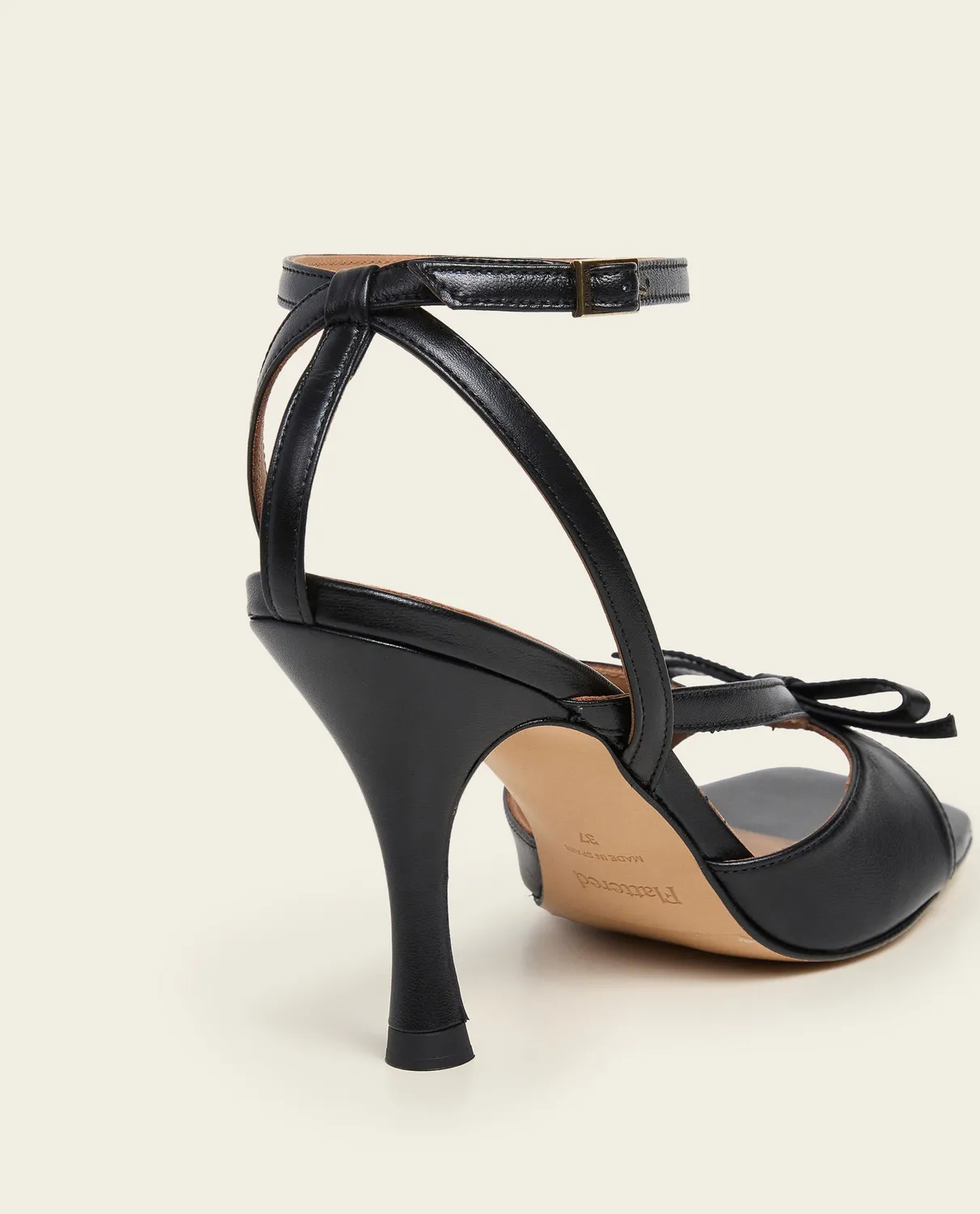 Flattered Margo Leather Black sandalen hak zwart leer 8 cm