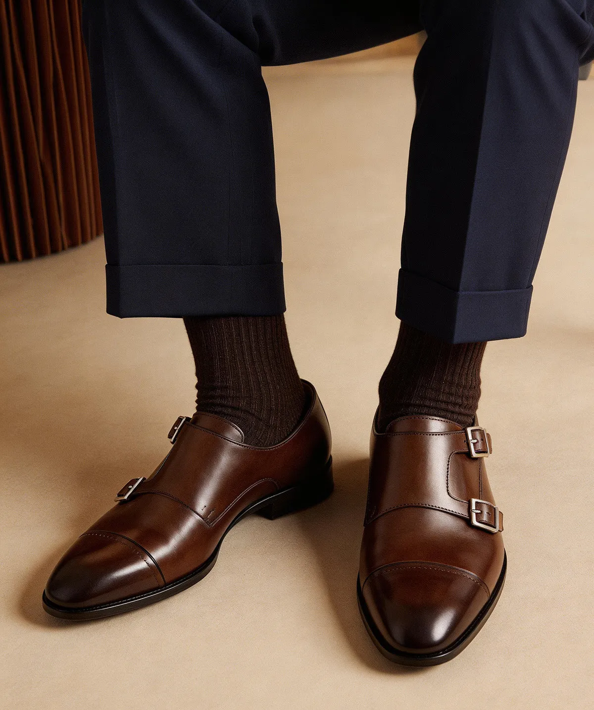 Finsbury Feliciano double monk herenschoen bruin patina