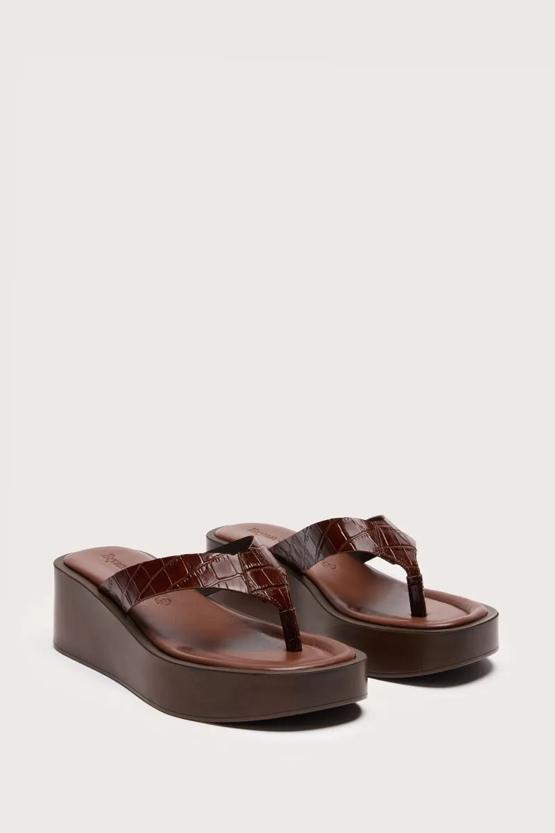 Bryan Stepwise Aruba Coco bruin platformsandalen leer