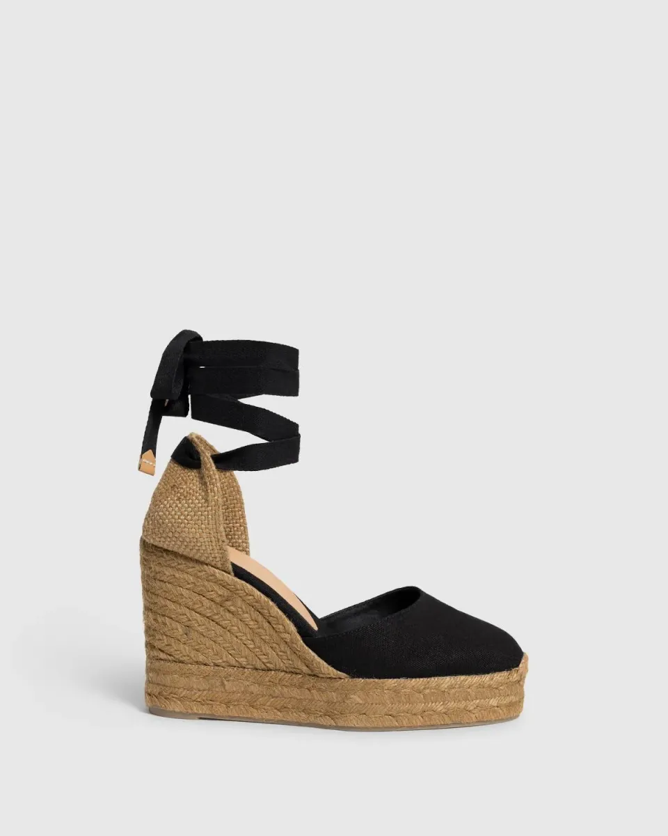 Castaner Carina T/8ED/001 dames espadrilles zwart katoen 11cm
