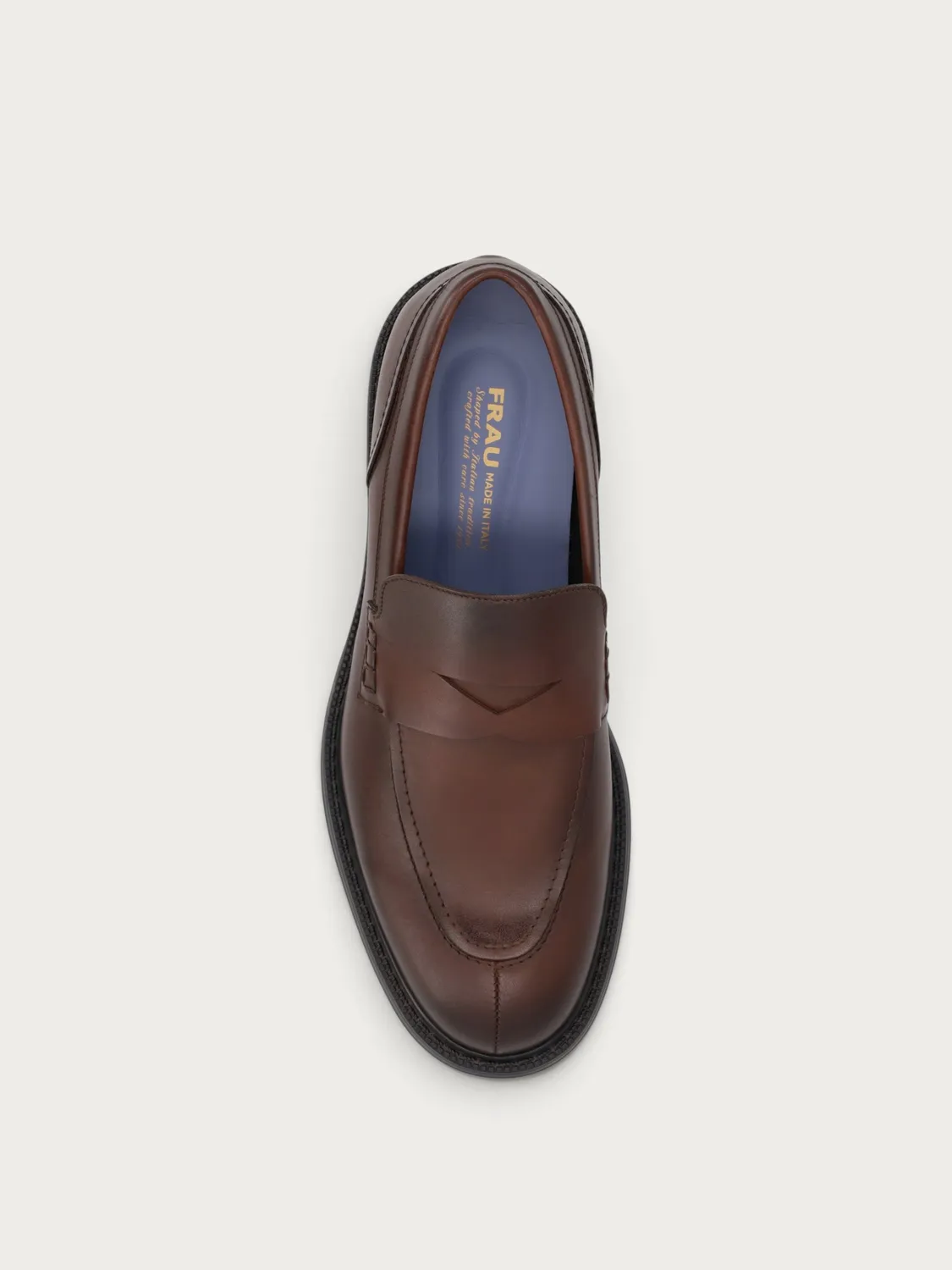 Frau Signature bruine kalfsleren loafers heren nerf