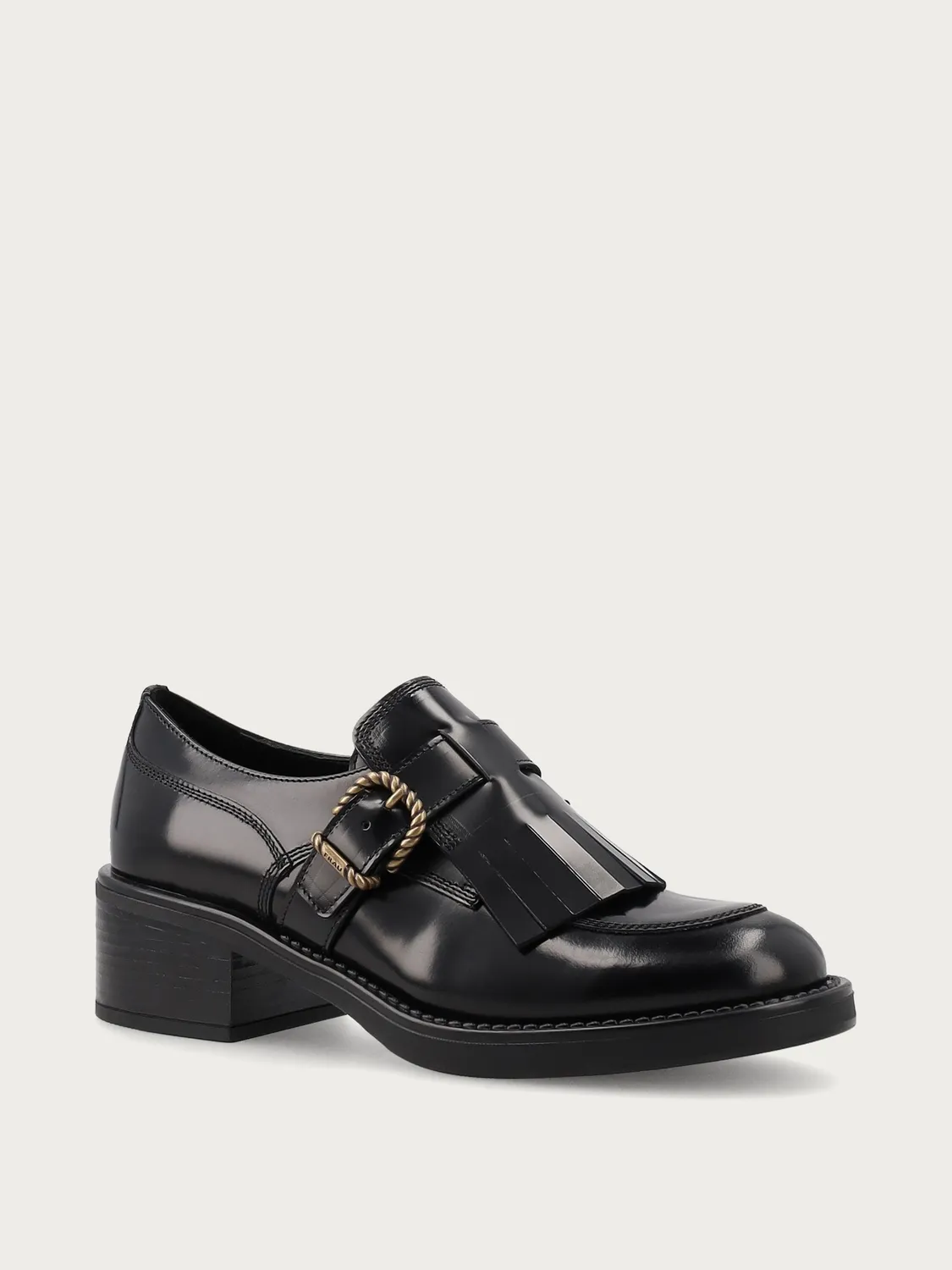 Frau Verona leren loafers dames zwart met hak