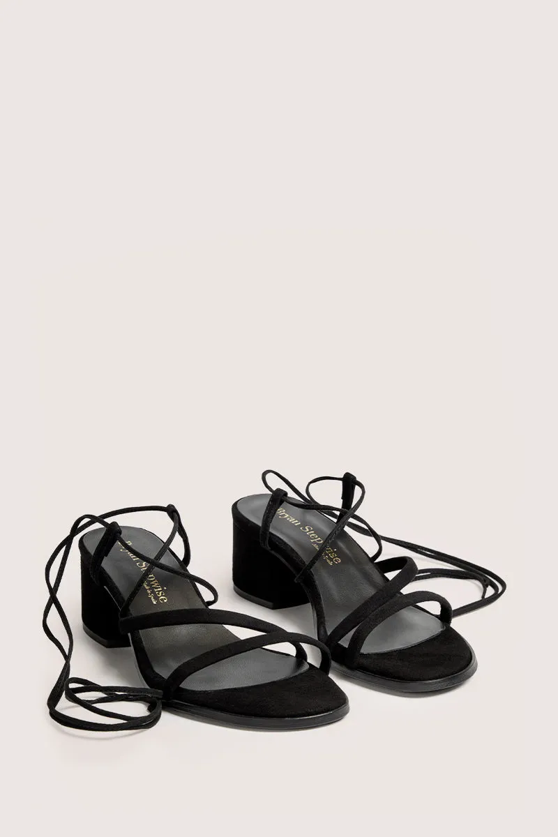 Bryan Stepwise Grecia sandalen zwart leer enkelband
