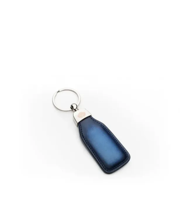 Finsbury sleutelhanger blauw patina kalfsleer