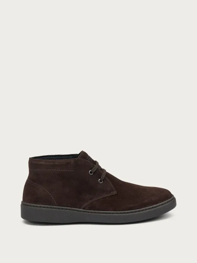 Frau Verona donkerbruine suède veterboots heren