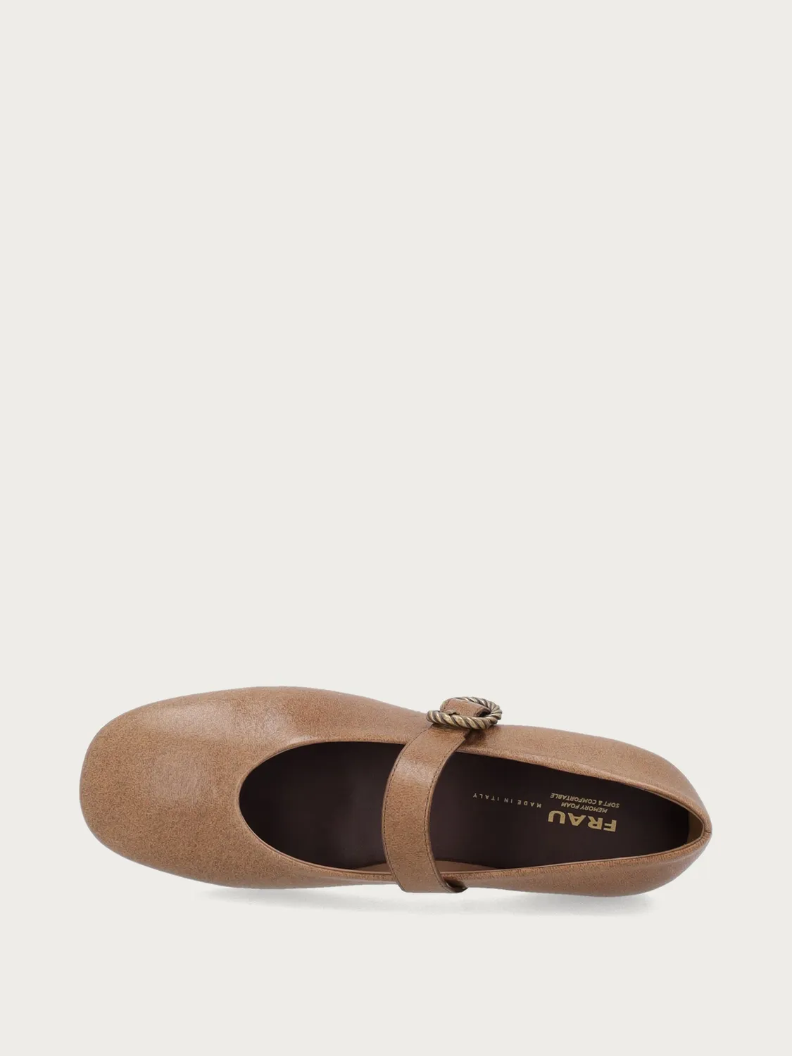 Frau Verona beige ballerina's dames gesp leer