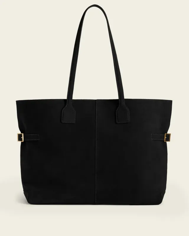 Flattered Lesley shopper zwart suede groot