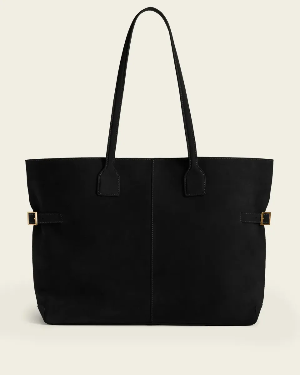 Flattered Lesley shopper zwart suede groot