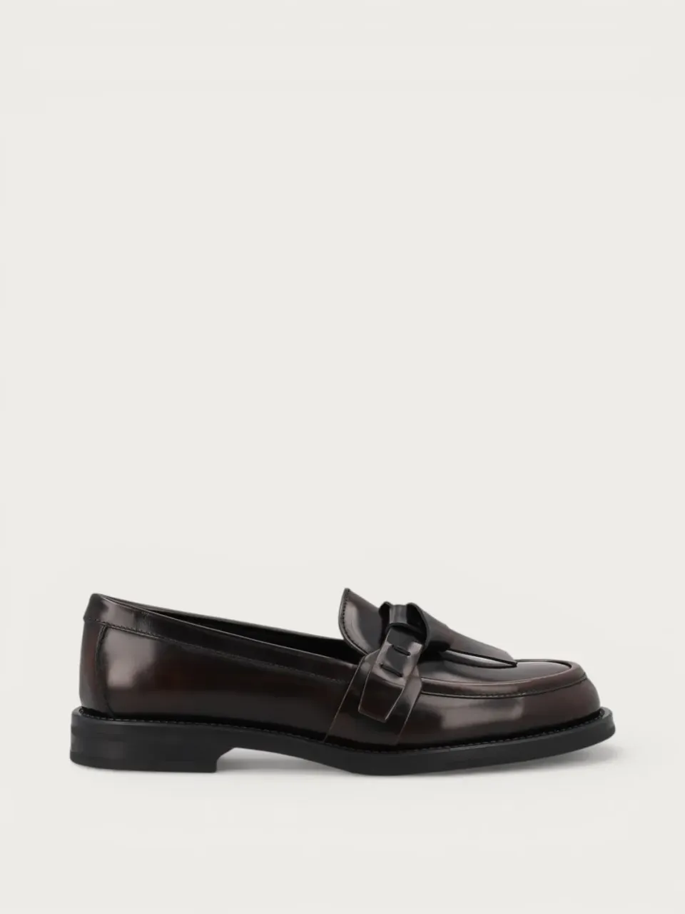 Frau Verona bruine leren loafers strik dames