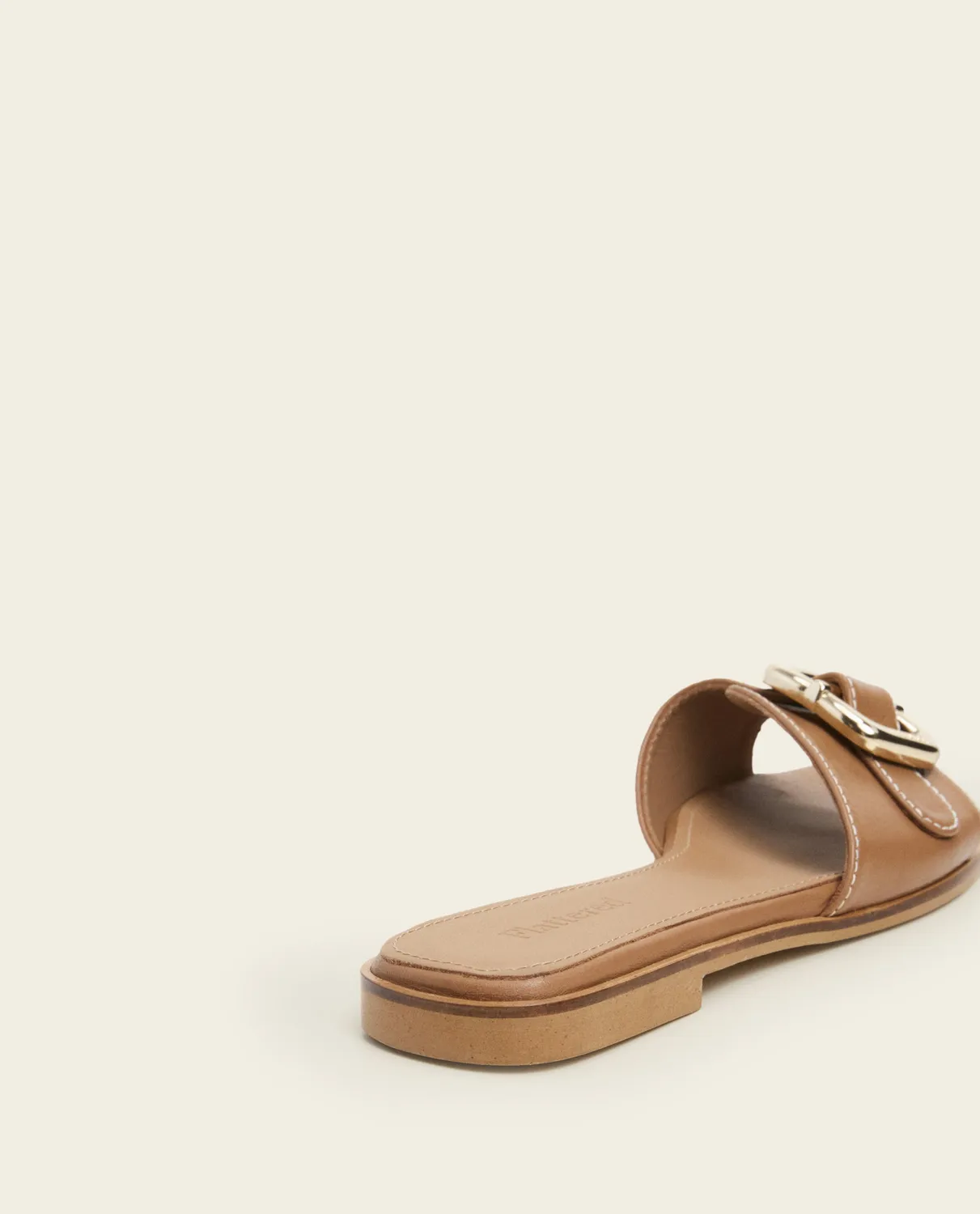 Flattered Mimi Leather Cognac platte sandalen leer