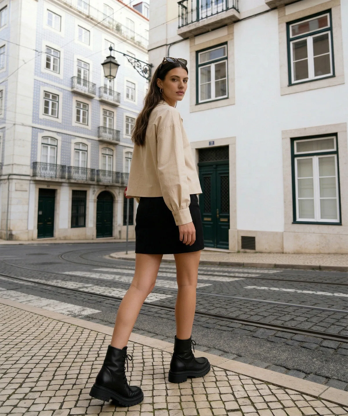 Finsbury Roxy enkellaarzen zwart leer veter