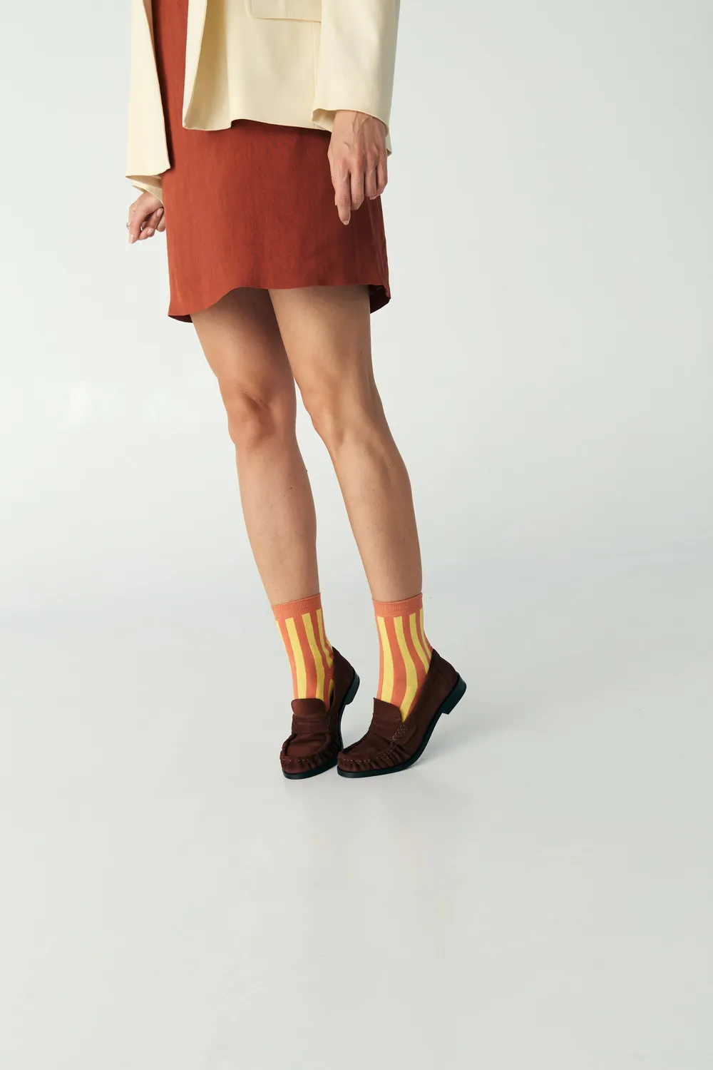 Jutelaune Orangine Stripe sokken one size oranje